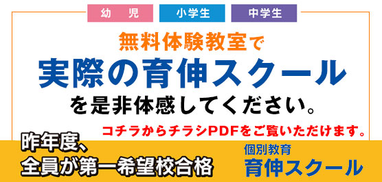 育伸スクールを是非体感してみてください。無料体験教室